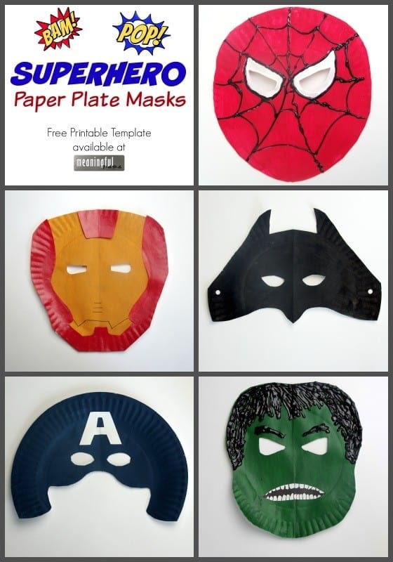 Superhero Paper Plate Mask with Free Printable Template