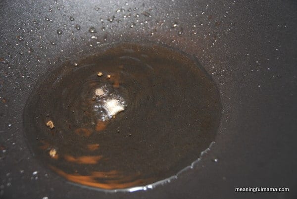 garlic sizzling in oil
