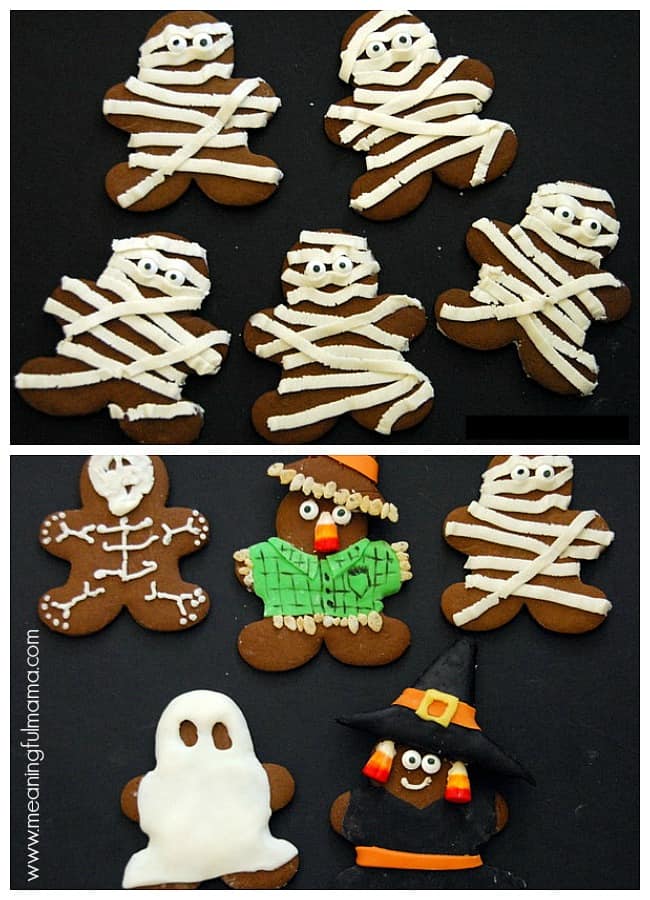 halloween gingerbread cookies mummies