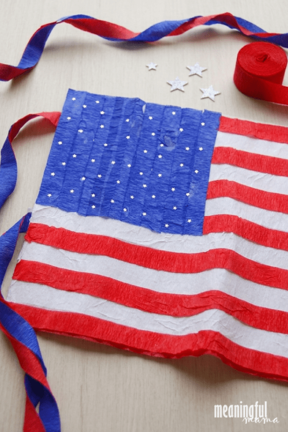 Fourth of July Crepe Paper Flag Craft