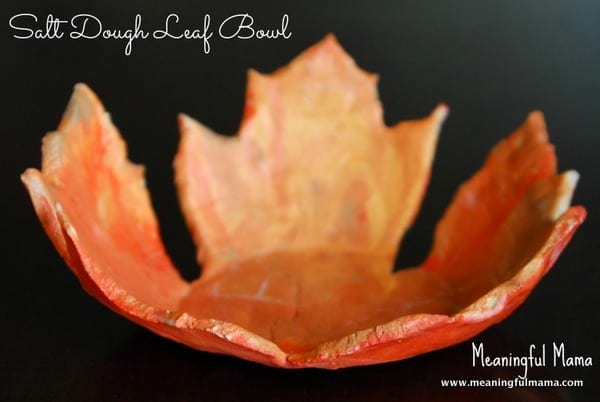 Salt Dough Leaf Bowls that is curved and orange