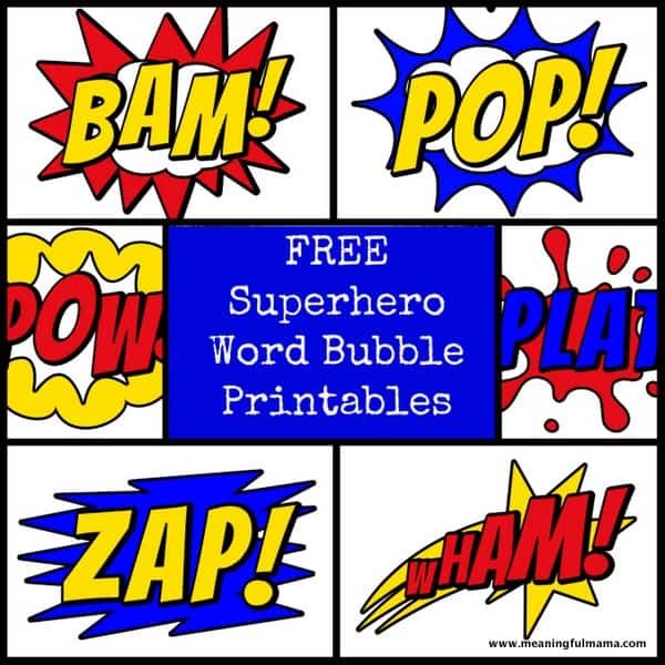 Free Superhero Word Bubble Printable
