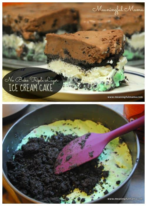 Easy No Bake Triple Layer Ice Cream Cake Recipe