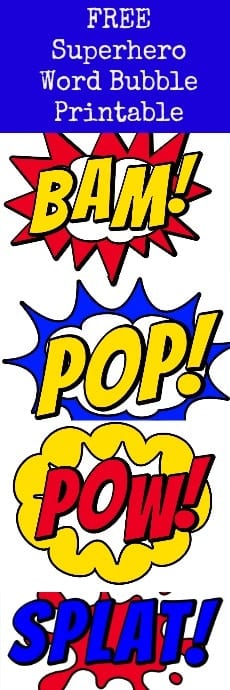 Free Superhero Word Bubble Printable
