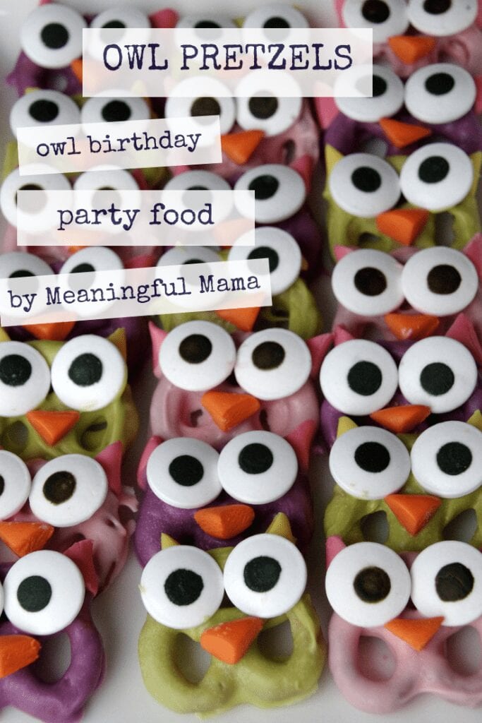 OWL PRETZELS - Owl Party Food - Meaningful Mama