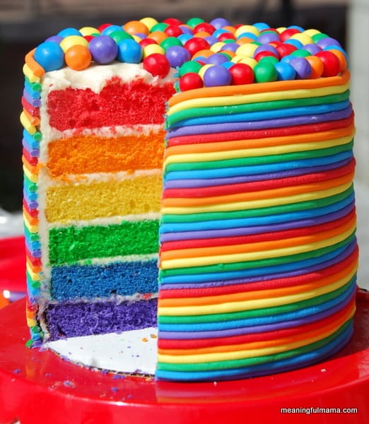 6 layer rainbow cake with fondant