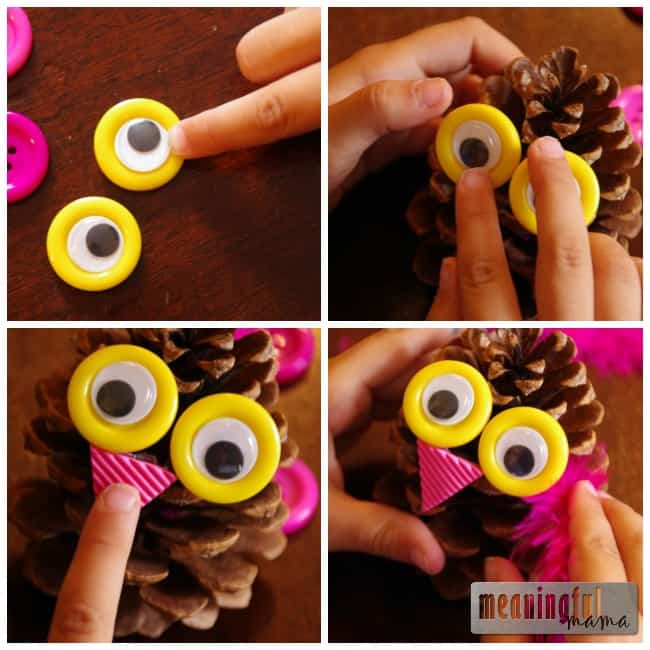 owl pinecone craft for kids