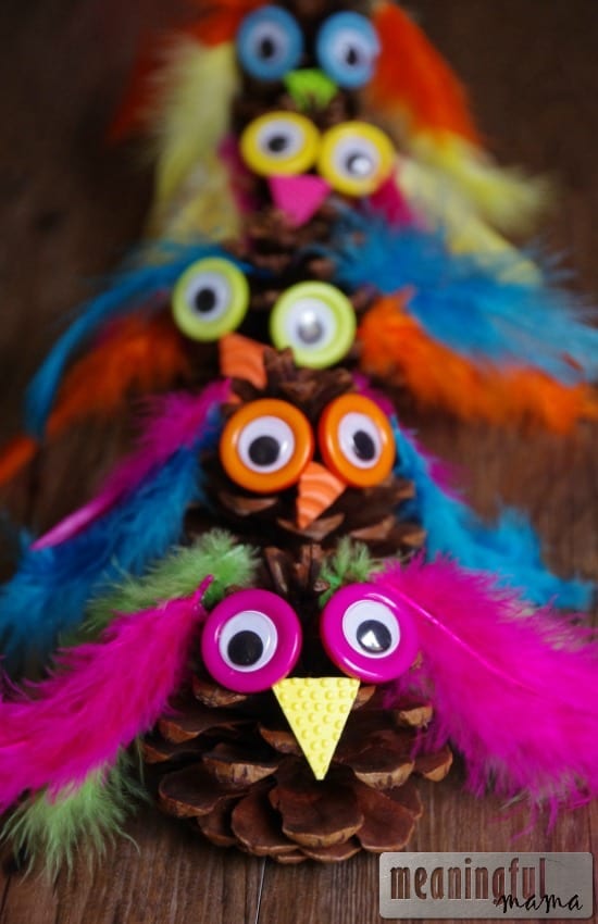 owl pinecone craft kids