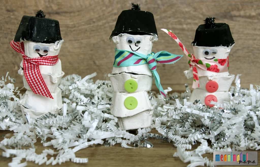 snowman craft egg carton kids winter