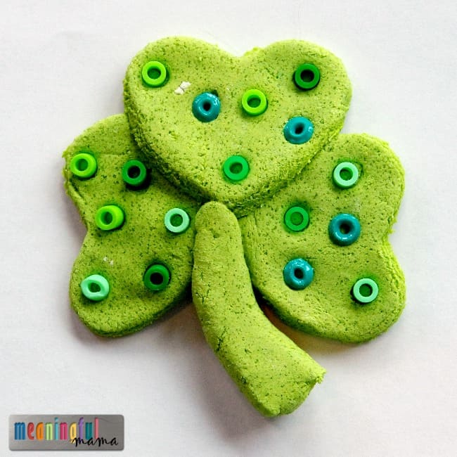 St. Patrick's Day Four Leaf Clover Craft for Kids Using Salt Dough