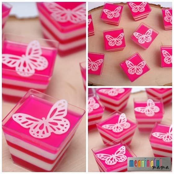 Butterfly Food - Pink Layered Jello Cups