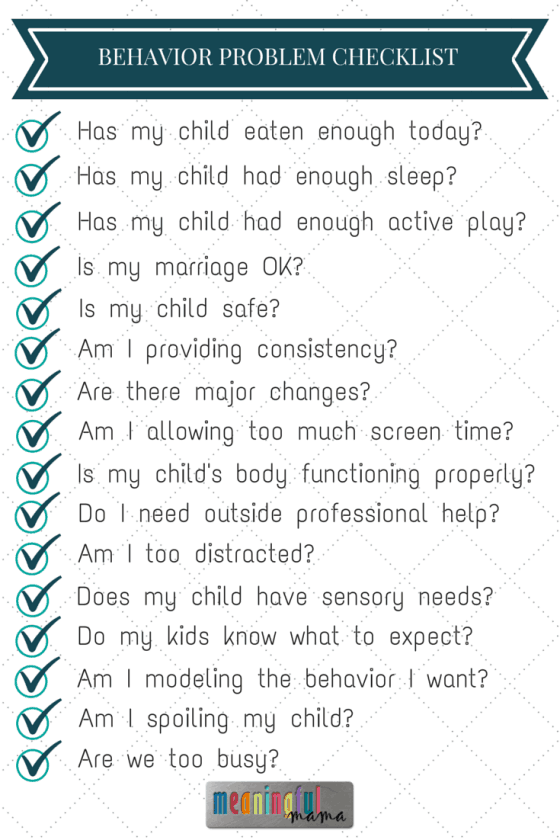 Behavior Problems Checklist - Free Printable REsource for Parents
