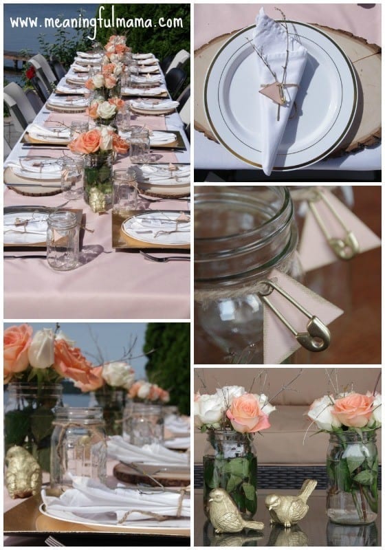 Peach and Gold Baby Shower Table