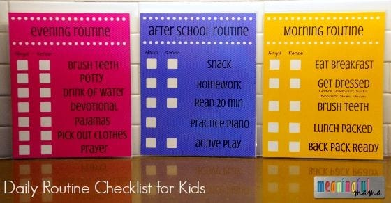 Daily Routine Checklist for Kids