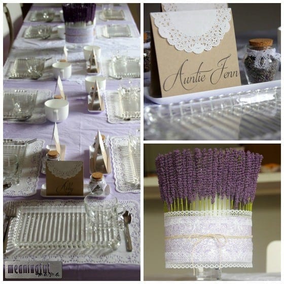 Lavender, Lemon and Lace First Birthday Party Table Decor
