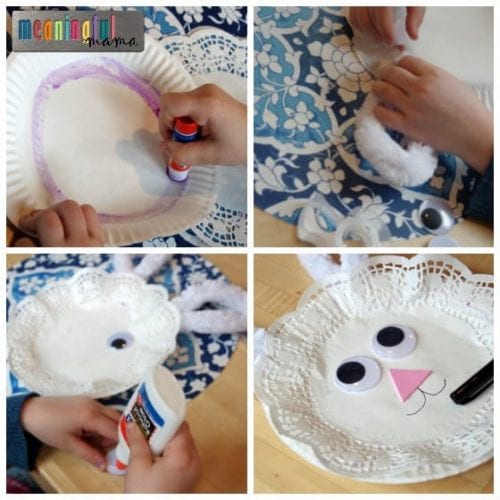 Easter Bunny Paper Plate and Doily Craft for Kids