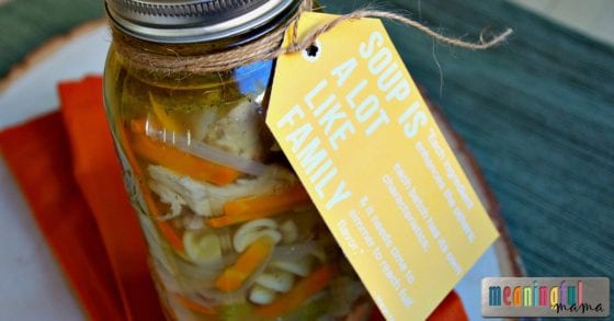 Chicken Noodle Soup in Mason Jars with Free Printable