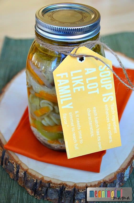 Chicken Noodle Soup in Mason Jars with Free Printable