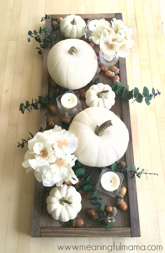 Contemporary Fall Centerpiece Idea with White Pumpkins