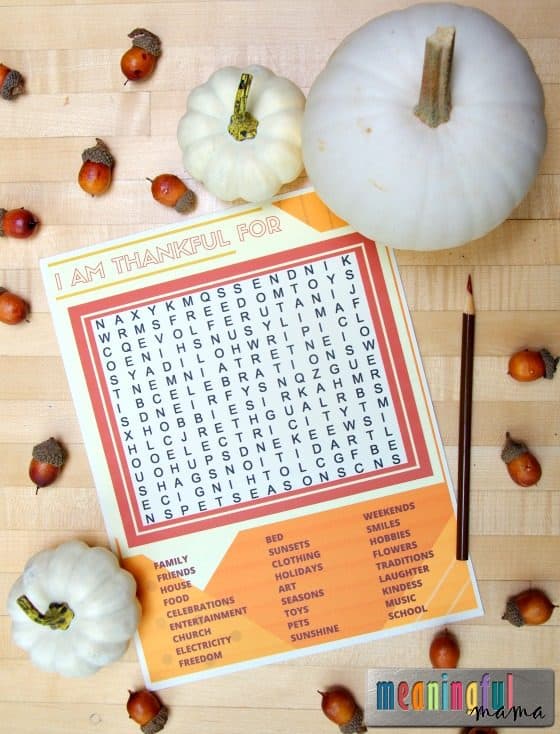 Thanksgiving Word Search that Teaches Thankfulness