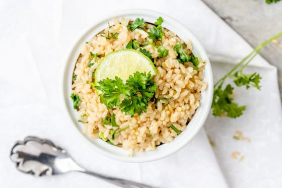 Lemon-Garlic Brown Rice with Parsley