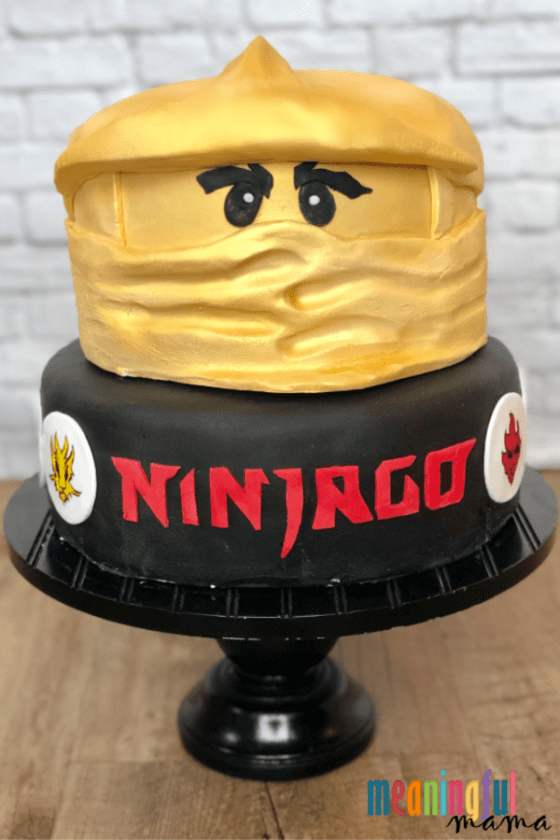 Lego Ninjago Cake with Golden Ninja Top