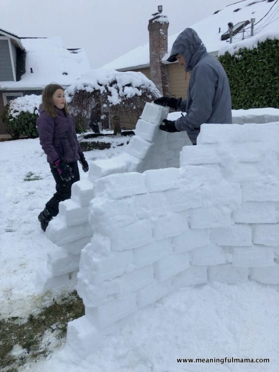 building the roof portion of an igloo