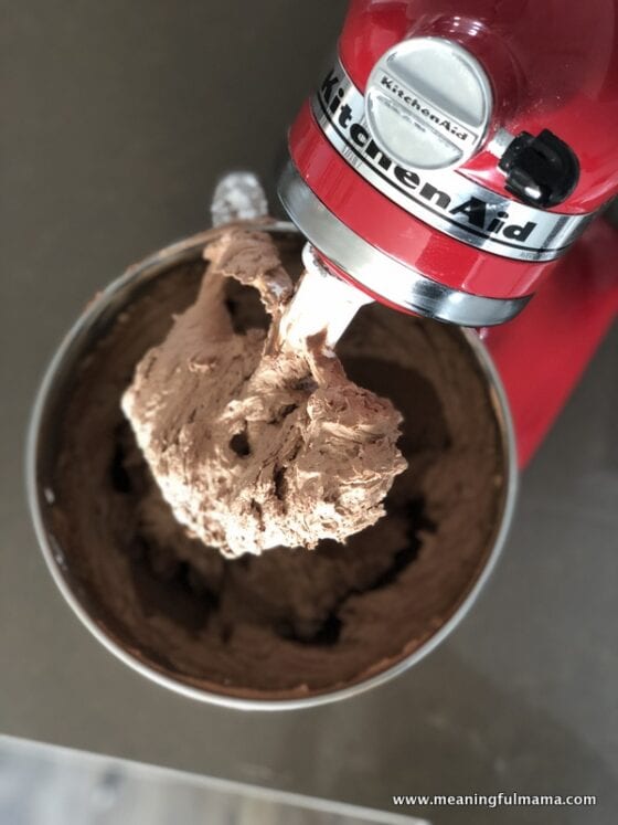 homemade chocolate frosting in Kitchen Aid mixer