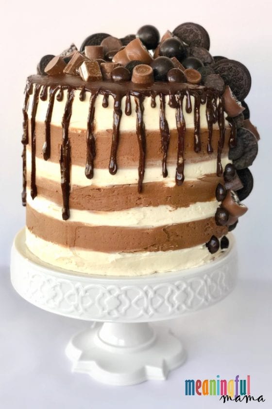 7 Layer chocolate mousse cake with candy and cookie top