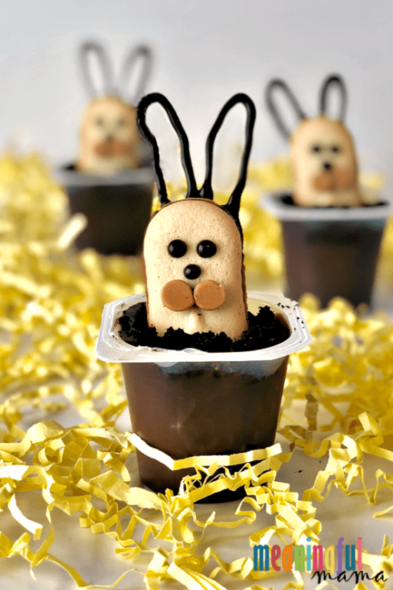Easter Bunny Cookie Pudding Cups
