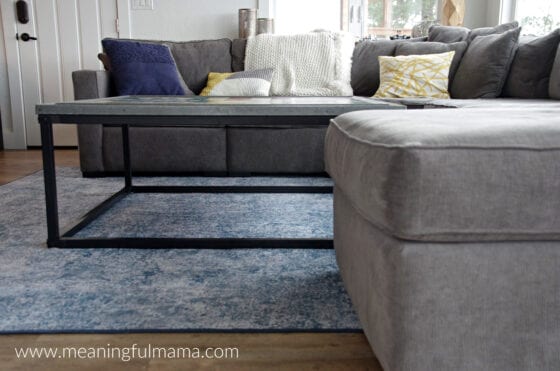 Blue Ruggable Rug with Gray Couch