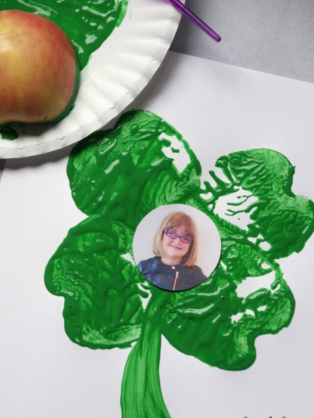 Apple Stamping St. Patrick’s Day Shamrock Craft Story