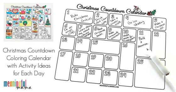 Christmas Countdown Coloring Calendar