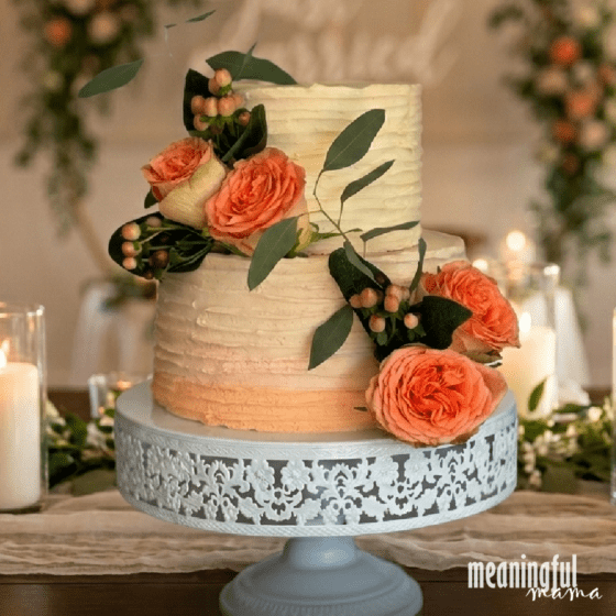 Simple Ombre Peach Wedding Cake