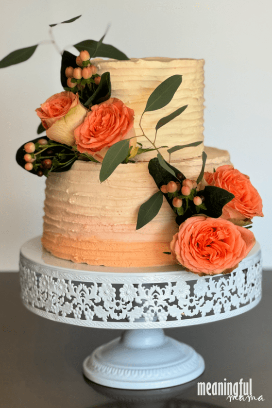 Simple Ombre Peach Wedding Cake