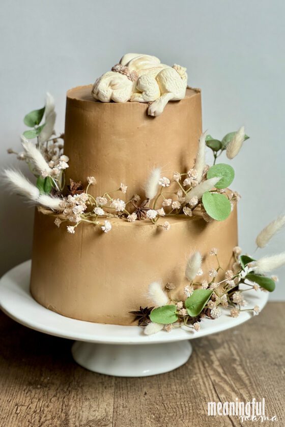 Minimalist Neutral Bunny Baby Shower Cake