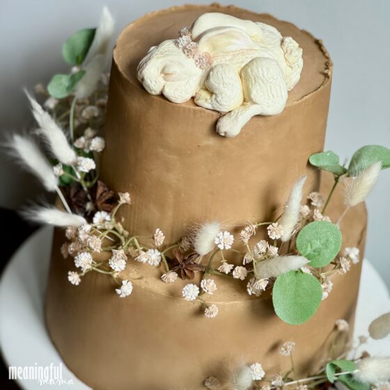 Minimalist Neutral Bunny Baby Shower Cake